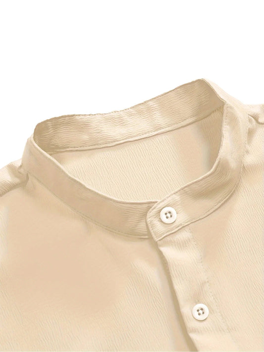Men's Solid Color Beach Shirt – Lightweight Breathable Short Sleeve Casual Button - Up Top - Dazzy