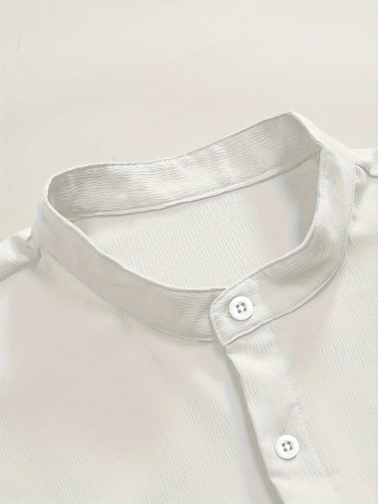 Men's Solid Color Beach Shirt – Lightweight Breathable Short Sleeve Casual Button - Up Top - Dazzy