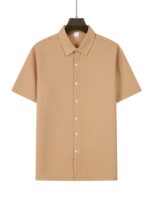 Men’s Solid Color Striped Shirt & Shorts Set – Casual Summer Beachwear Co - ord - Dazzy