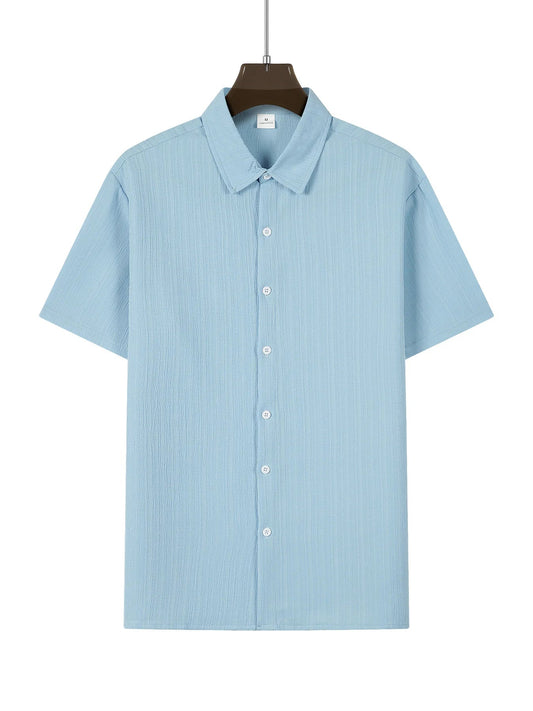 Men’s Solid Color Striped Shirt & Shorts Set – Casual Summer Beachwear Co - ord - Dazzy