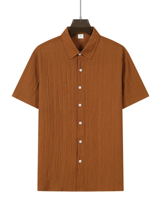 Men’s Solid Color Striped Shirt & Shorts Set – Casual Summer Beachwear Co - ord - Dazzy