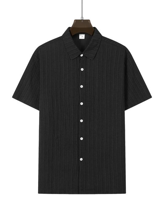 Men’s Solid Color Striped Shirt & Shorts Set – Casual Summer Beachwear Co - ord - Dazzy