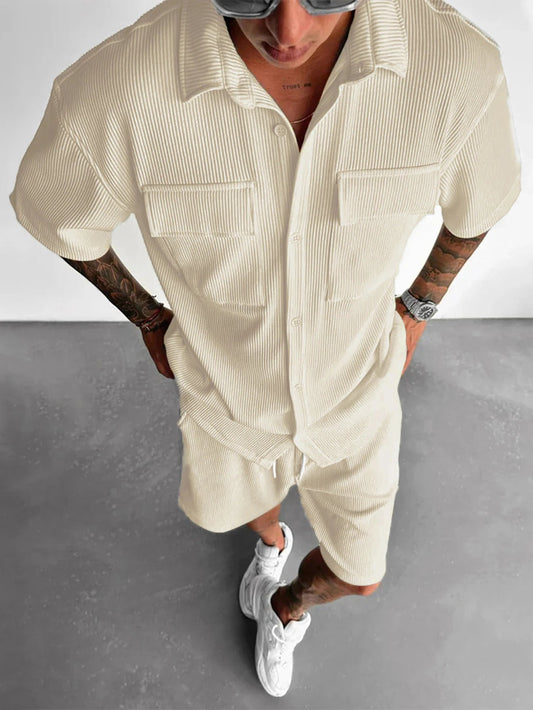 Men’s Summer Sports Suit – Short Sleeve T-Shirt & Shorts | Casual Loose Two - Piece Running Set - Dazzy