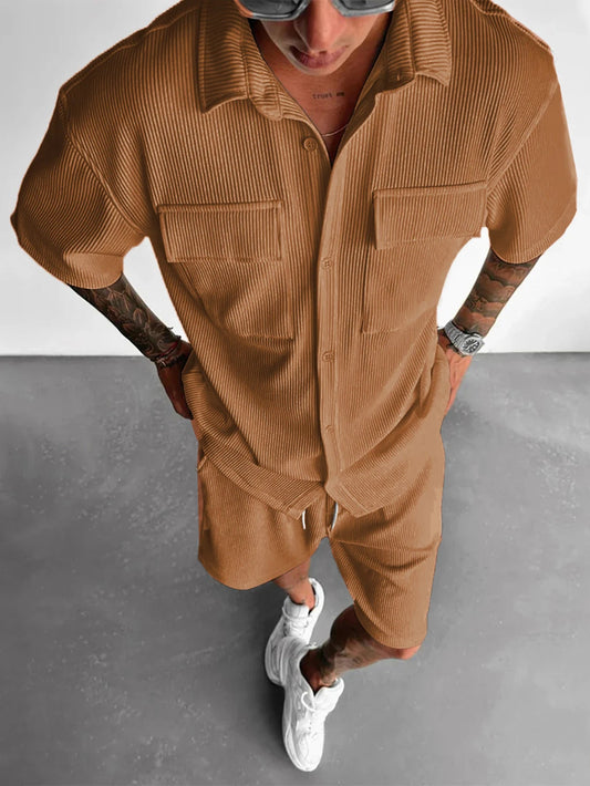 Men’s Summer Sports Suit – Short Sleeve T-Shirt & Shorts | Casual Loose Two - Piece Running Set - Dazzy