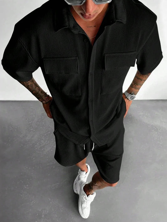 Men’s Summer Sports Suit – Short Sleeve T-Shirt & Shorts | Casual Loose Two - Piece Running Set - Dazzy